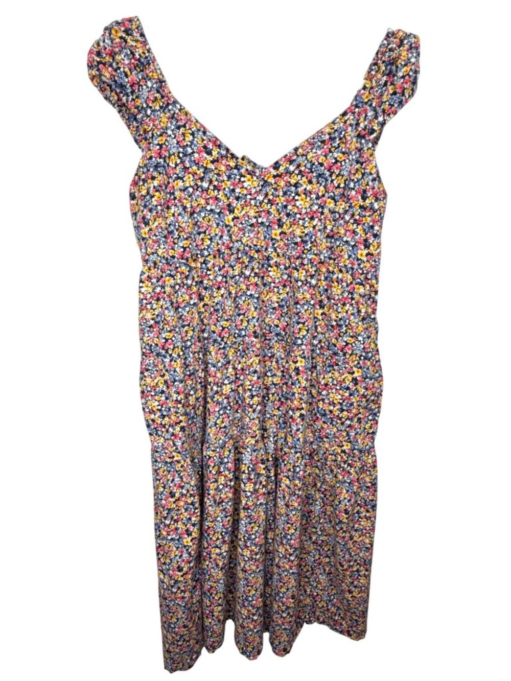 Old Navy Womens Petite Large Floral Sleeveless Dress Blue Boho Prairie